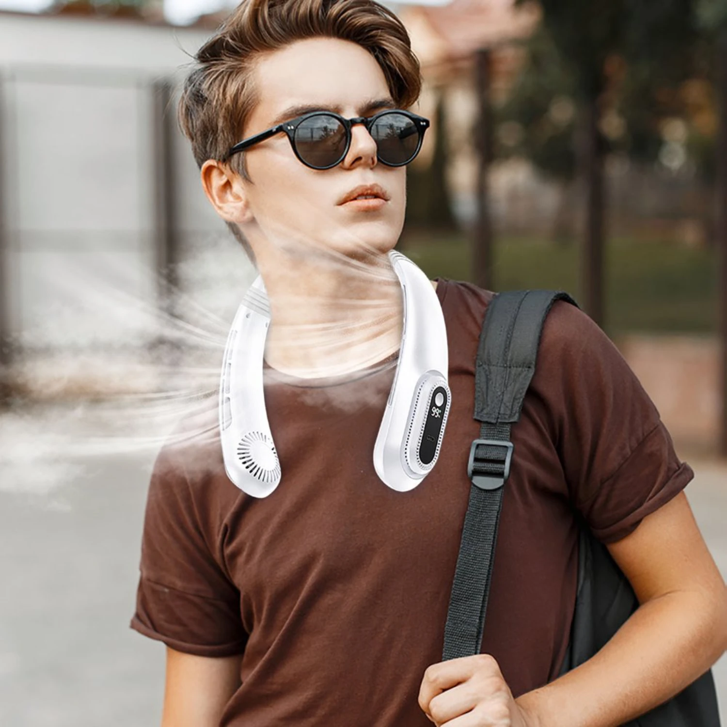 Portable Neck Fan, 7000mAh Battery Operated Wearable Personal Fan, USB Rechargeable, 3 Wind Speeds, Ultra Quiet, Bladeless