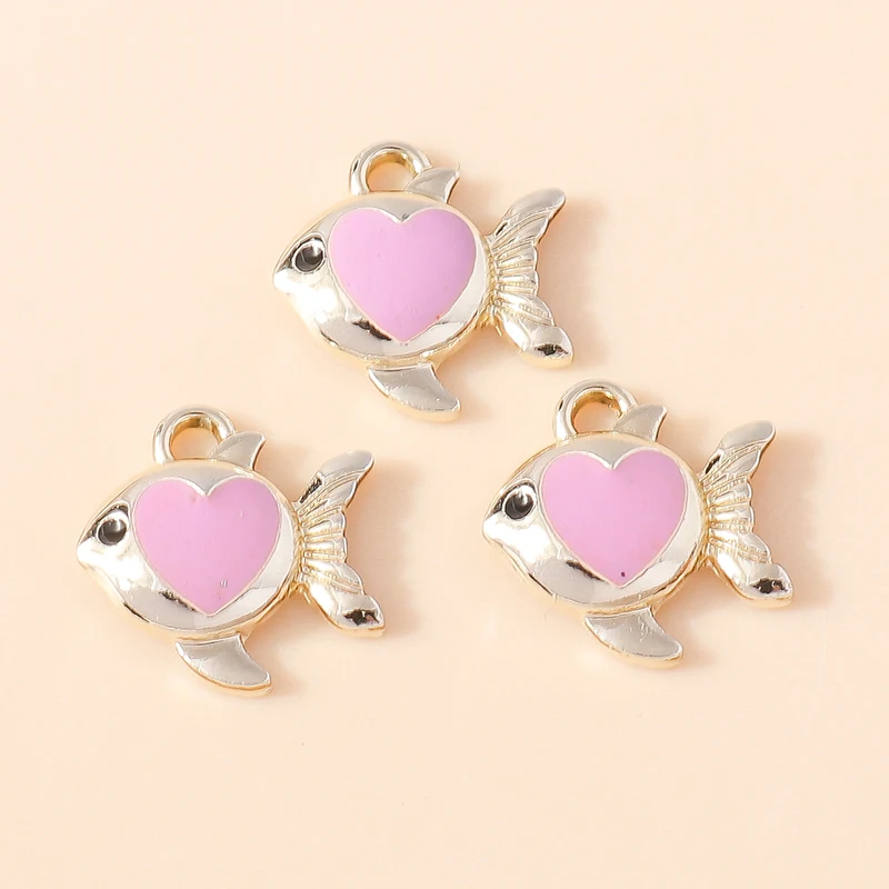 Leslie 10 Stück neue Cartoon bunte Herz Goldfisch Clown Fisch Charms Anhänger für Schlüsselanhänger Ohrringe DIY Schmuckherstellung Zubehör – Detail 15