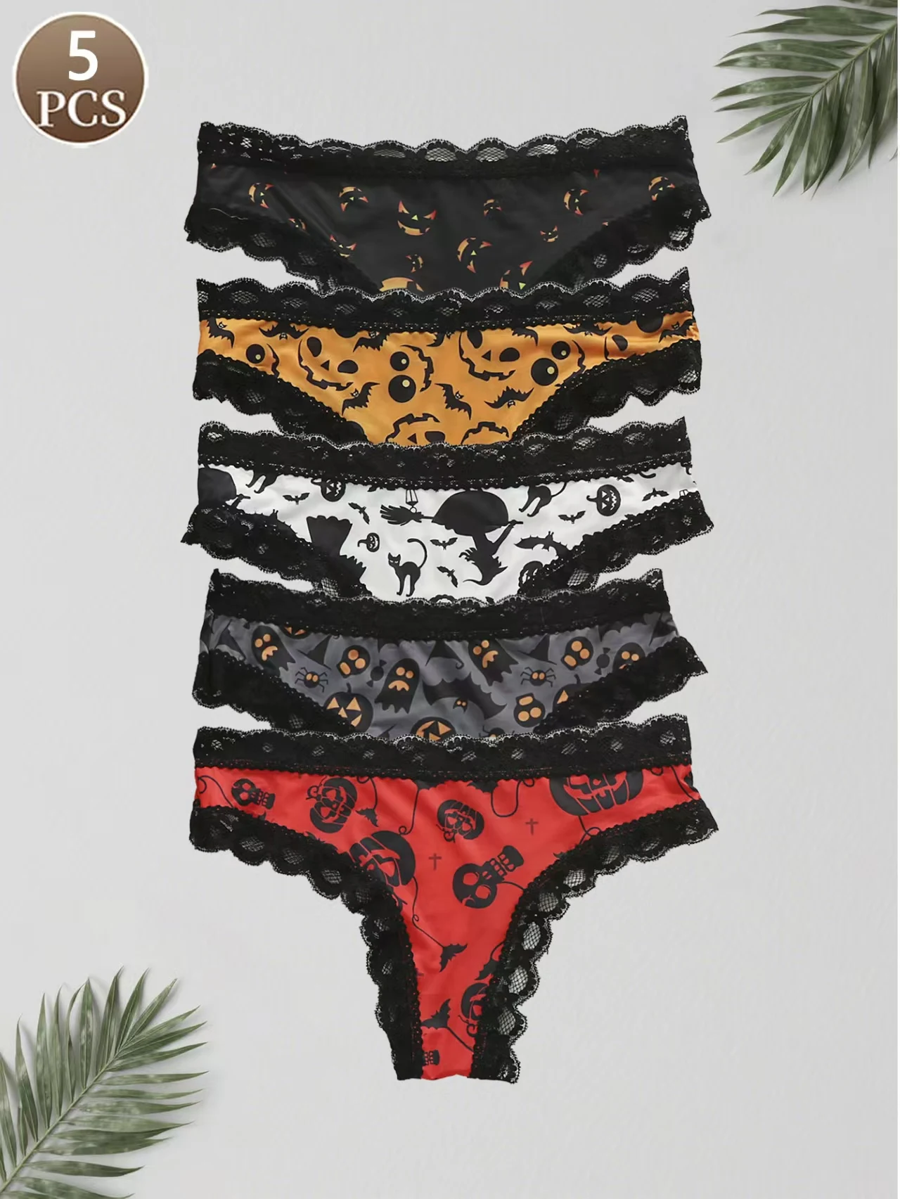 5 pezzi di mutandine da donna sexy pantaloni di pizzo perizoma natalizio per ragazze a vita bassa senza cuciture