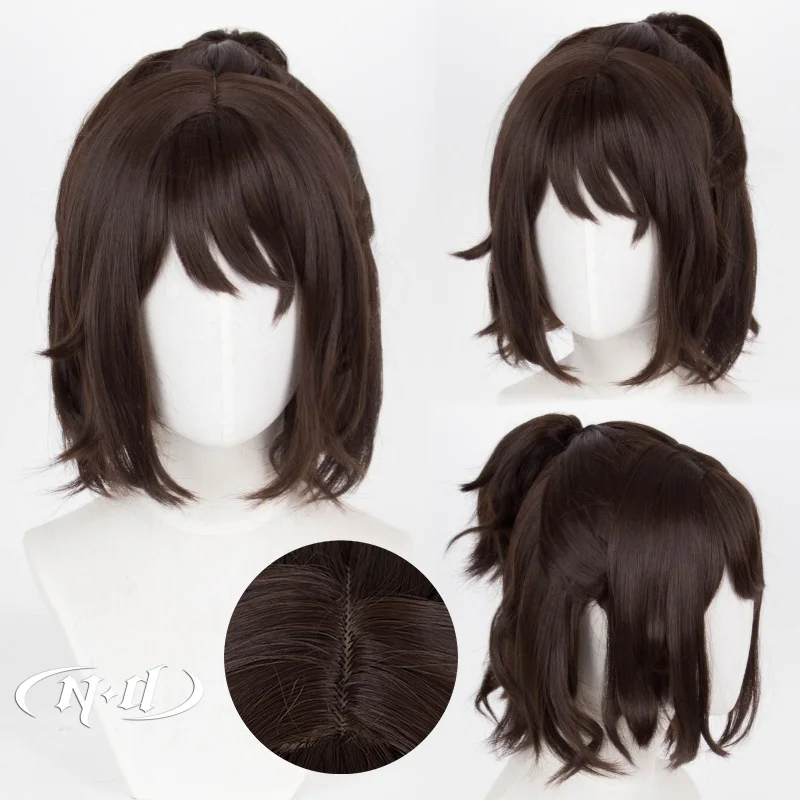 

ND Attack on Titan Cosplay Wigs Hange Zoe Anime Cosplay Dark Brown Hair Wig Heat Resistant Synthetic for Comic Con Costume Party