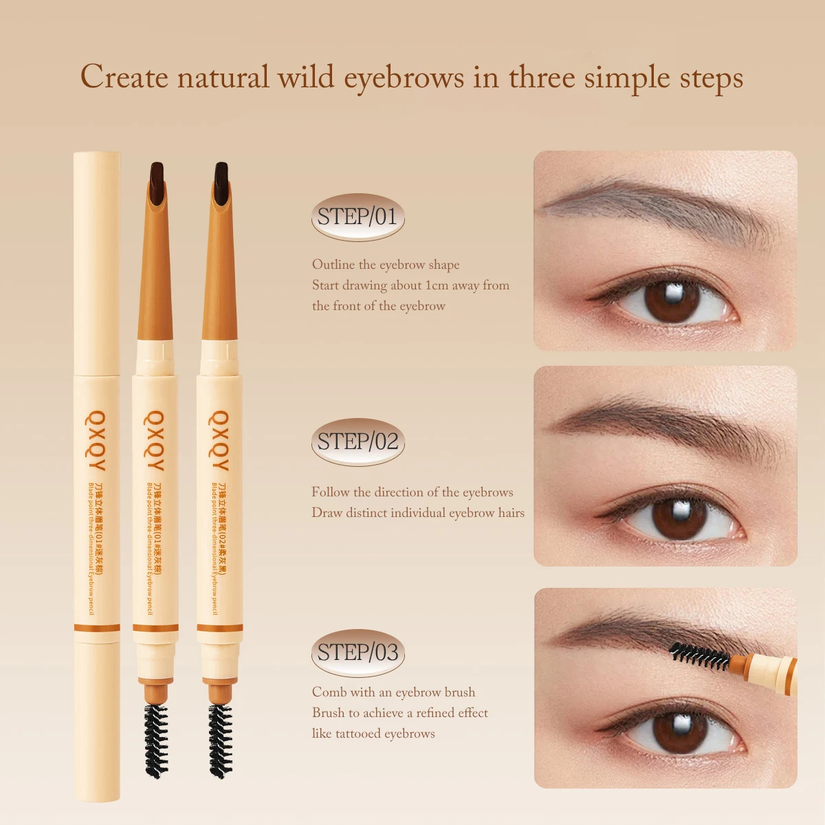 Lápiz de cejas de doble cabeza de larga duración resistente al agua 2 colores lápiz para cejas tinte máscara mejorar cosméticos belleza maquillaje de mujer