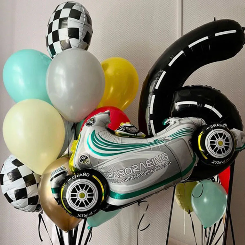 

15Pcs Racing Car Theme Foil Balloon Set With 40inch 123 Number Helium Ballons Boys Happy Birthday Party Decor Kid Baby Show