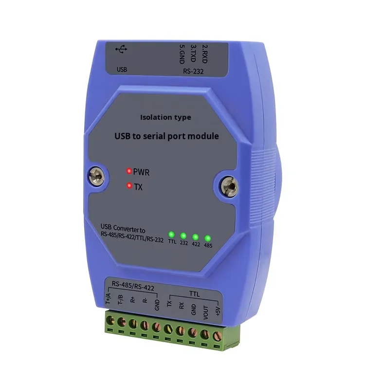 4‑in‑1 USB Serial Converter RS485 RS232 RS422 TTL Industrial DIN Rail Mount Isolated Module