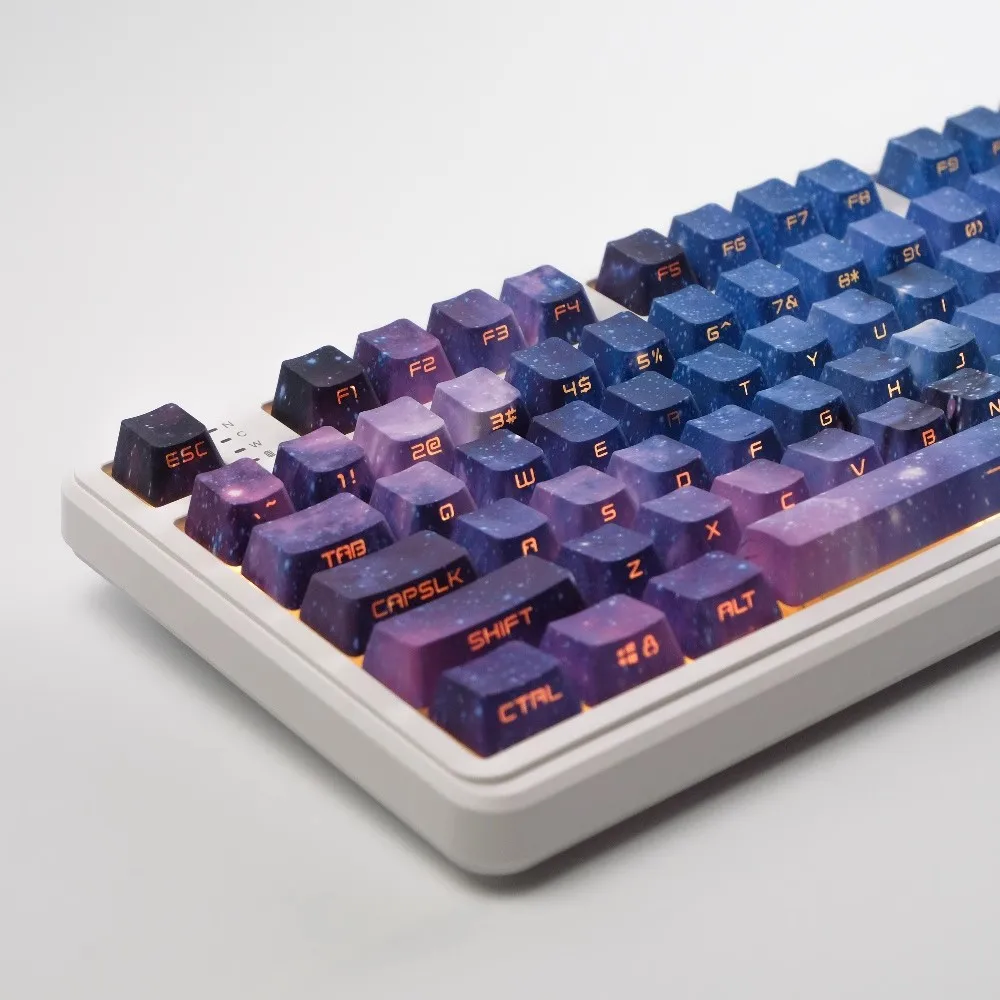 1 Set Starry Sky Universe Key Caps PBT Dye Sub Meteor Side Printed Backlit Keycaps OEM Profile Transparent MX Switch Keycap