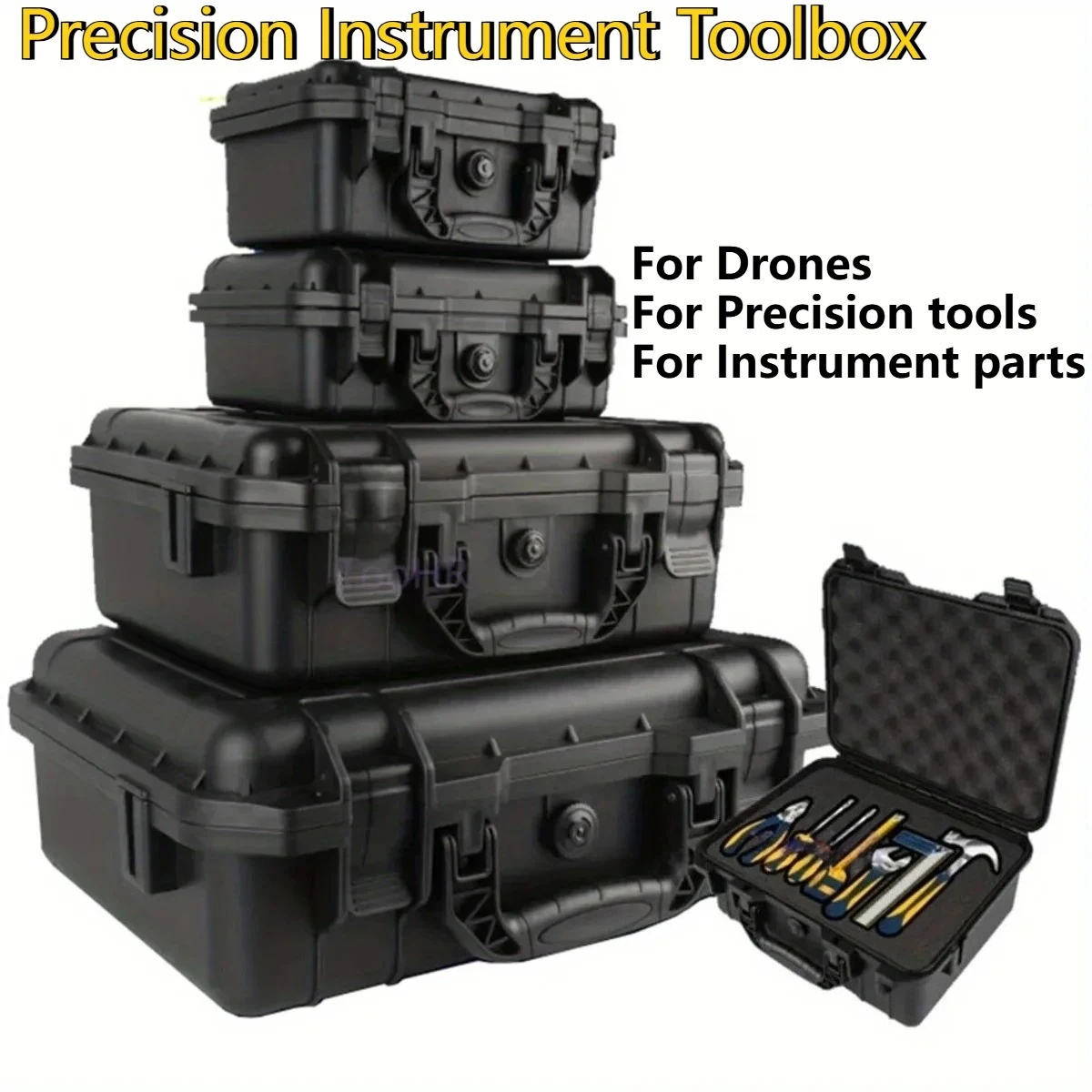 1pc Waterproof Hard Carry Case Bag Tool Case With Pre-cut Sponge Storage Box Safety Protector Organizer Hardware Toolbox