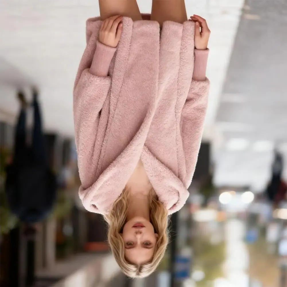 

Casual Cozy Winter Women Coat 2025 Sherpa Hooded Jacket Fleece Jacket Open Front Sherpa Coat Autumn And Winter Women Jacket