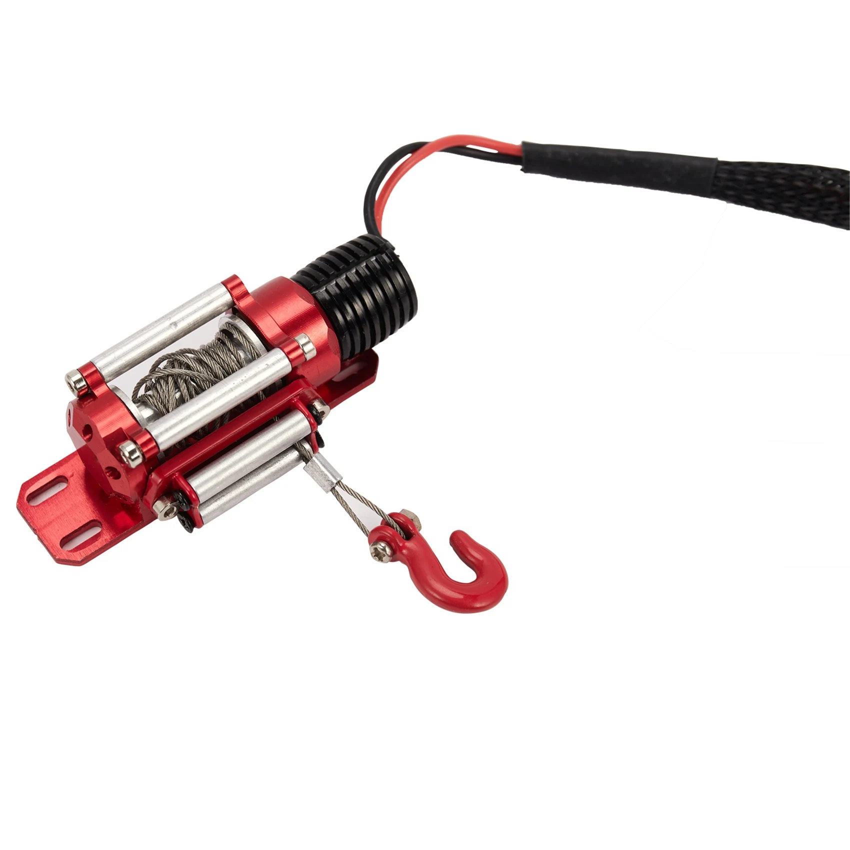 Cadena y gancho de remolque sobre orugas RC 1:10 para Axial SCX10 90046 con cabrestante simulado automático con cable para coche teledirigido 1/10 TRX4 D90