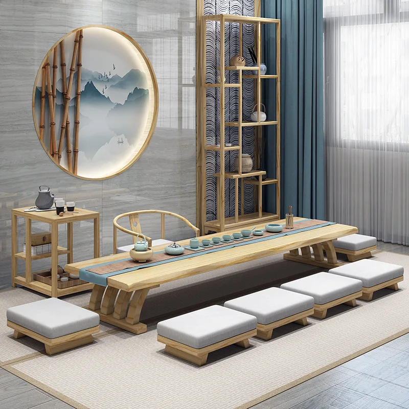 

Living room solid wood tea table, Zen tatami small table, home sitting simple hospitality tea table