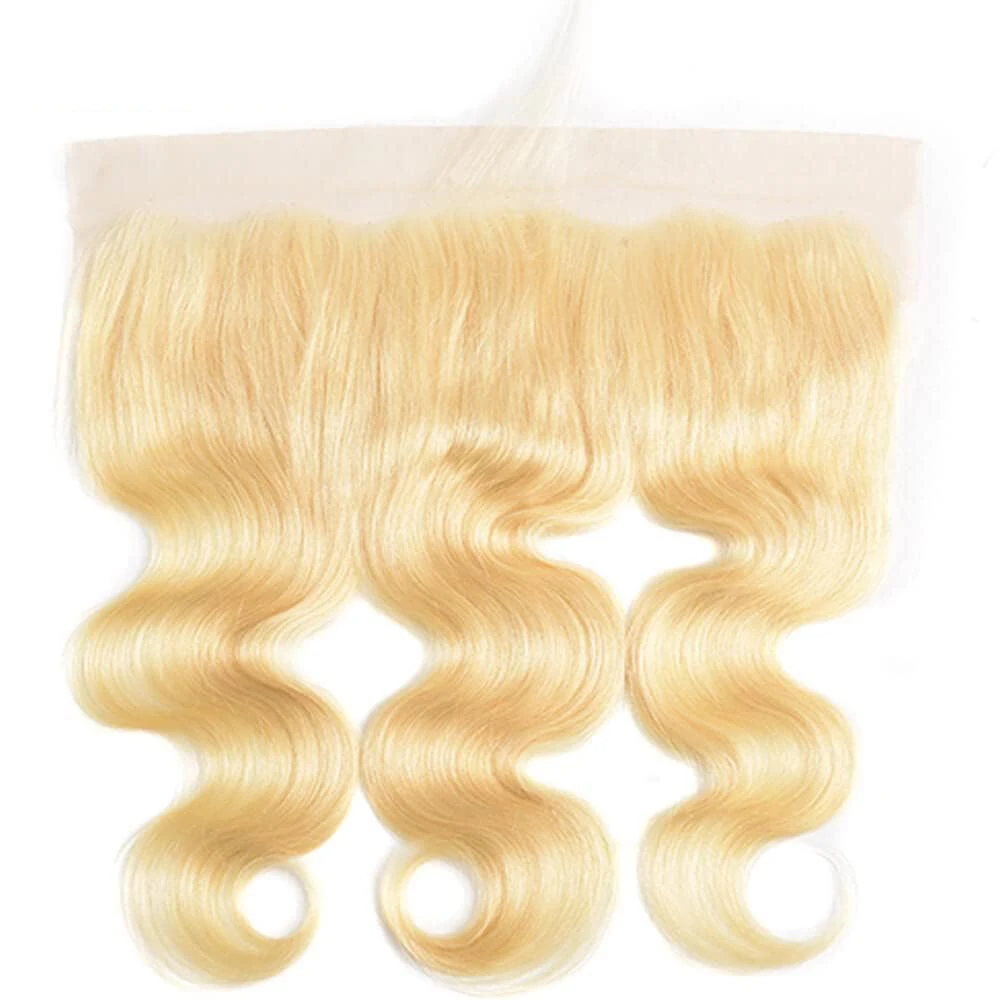 

613 Blond Body Wave 13×4 Transparent Lace Frontal Closure Ear To Eat Remy Hair Extensions Pre Pulcked Natural Hairline for Women