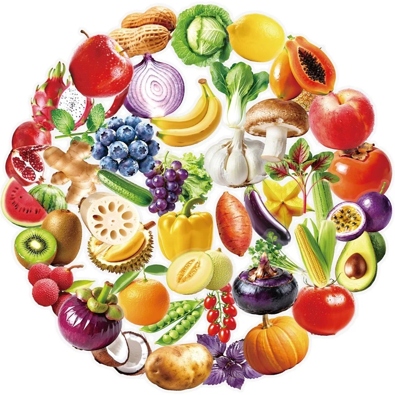 

56PCS Fruits Vegetables Colored PET Sticker Aesthetic Decoration Scrapbooking Stationery DIY Hand Accounting Supplies