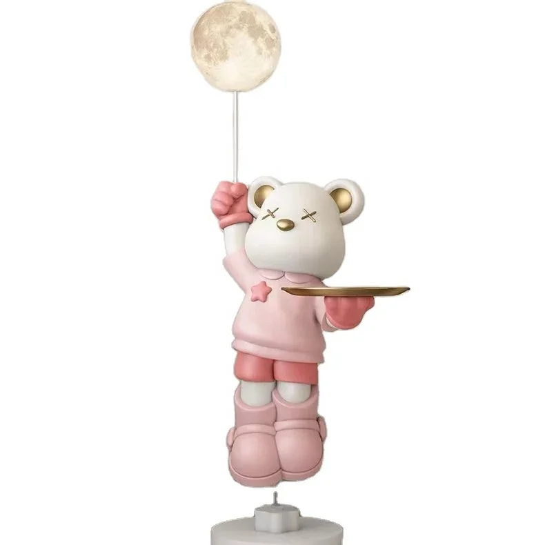 Light Luxury Living Room Decoration Bear Bedroom Nightstand Side Table Resin With Bluetooth