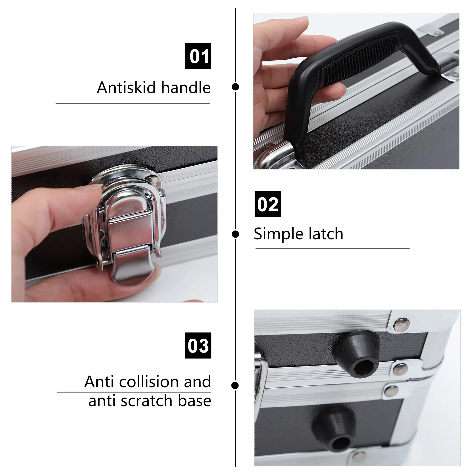 Aluminum Tool Box Portable Instrument Box Storage Case with Sponge Lining Handheld Impact resistant Equipment Tool Parts Box