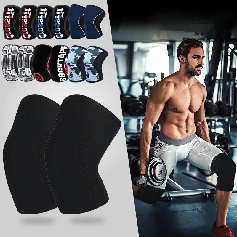 1 Pair 7mm Neoprene Sports Kneepads Compression Weightlifting Pressured Crossfit Training Knee Pads Support Custom Logo