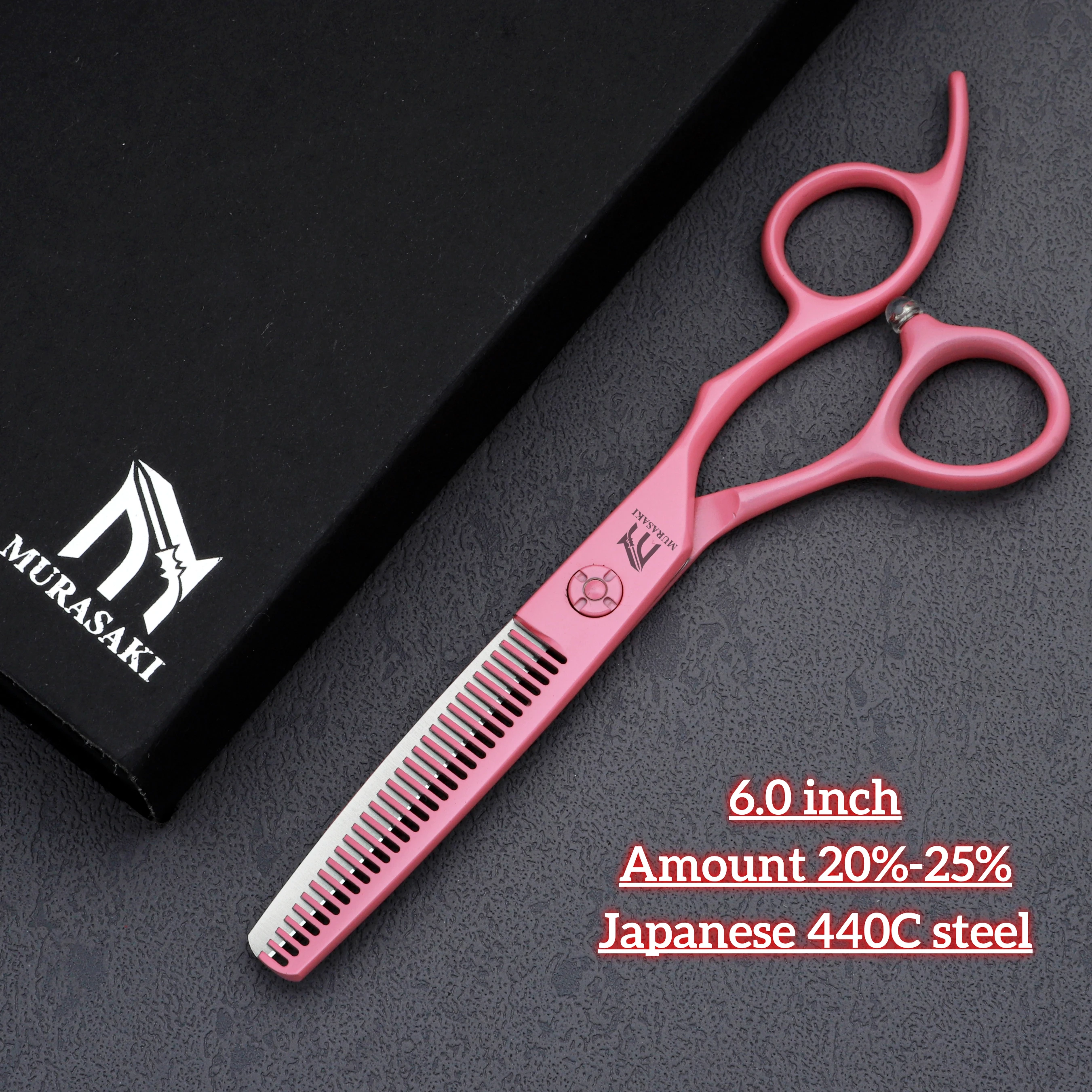 

6.0 inch Professional hair thinning shears，Hitachi 440C steel hairdressing scissors，Comfortable handle for hair cutting tools
