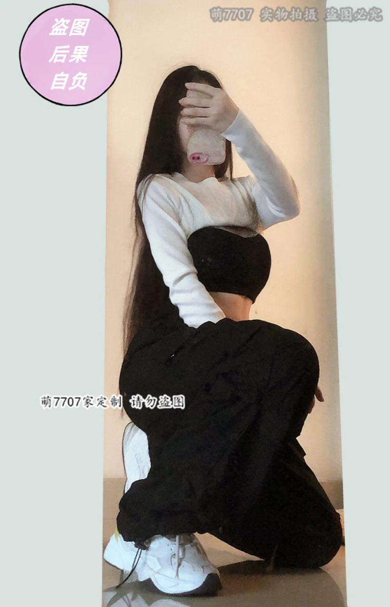 New Kpop Korean Group Jazz Dancer Long Sleeve T-shirt Slim Crop Tops Women Outfit Hip-Hop Pants Street Dance Wear Stage Costume