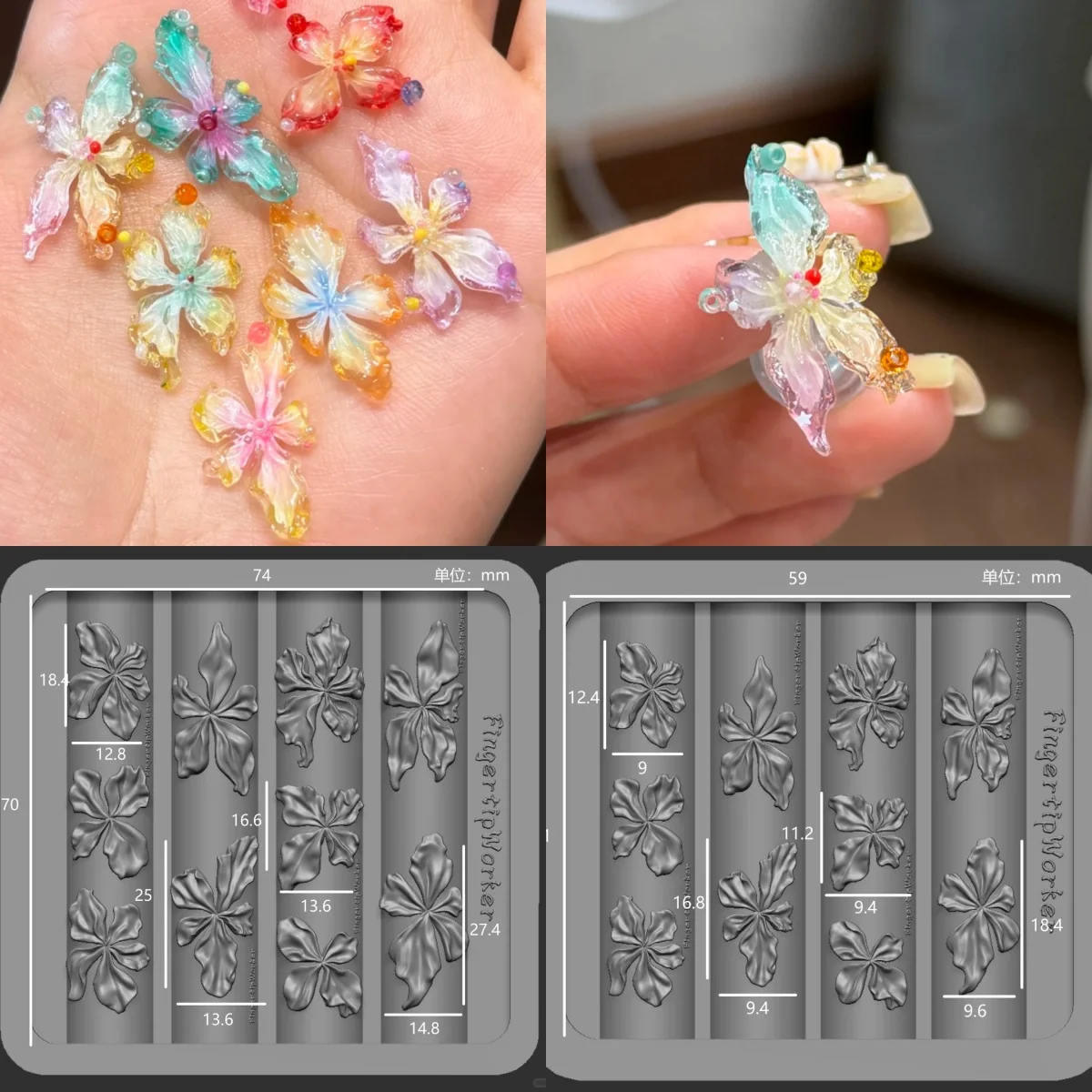 

Flower petals Rose Nail Art Stamping Carved Silicone Mold DIY Template Stencils Reusable Tools Bowknot 2026 New Silicone Flower