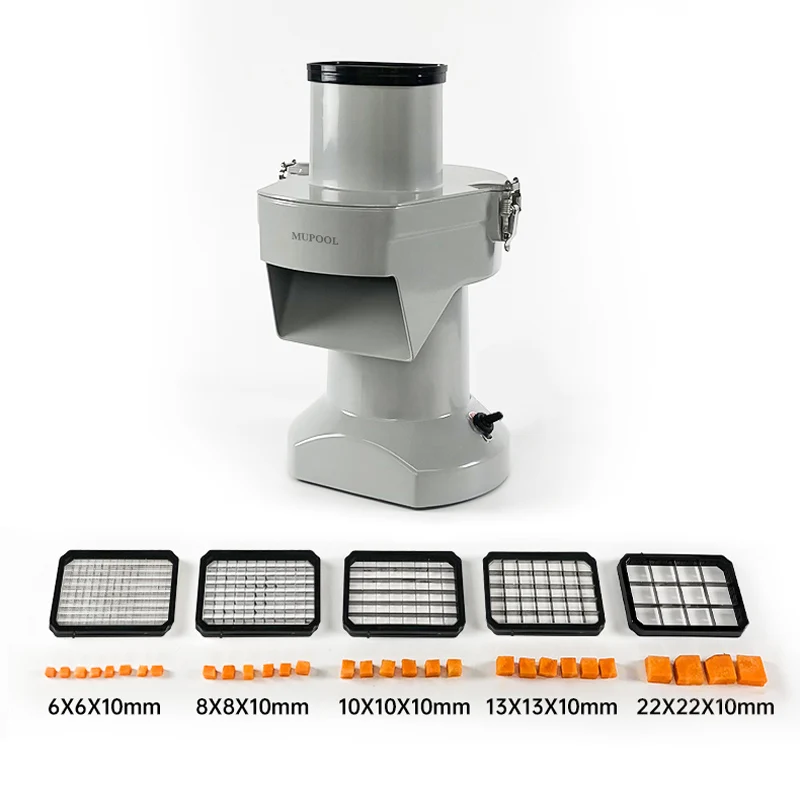Máquina cortadora en cubitos de verduras, trituradora cortadora de cubos granulares, zanahoria, patata, cebolla, procesadora de alimentos eléctrica comercial