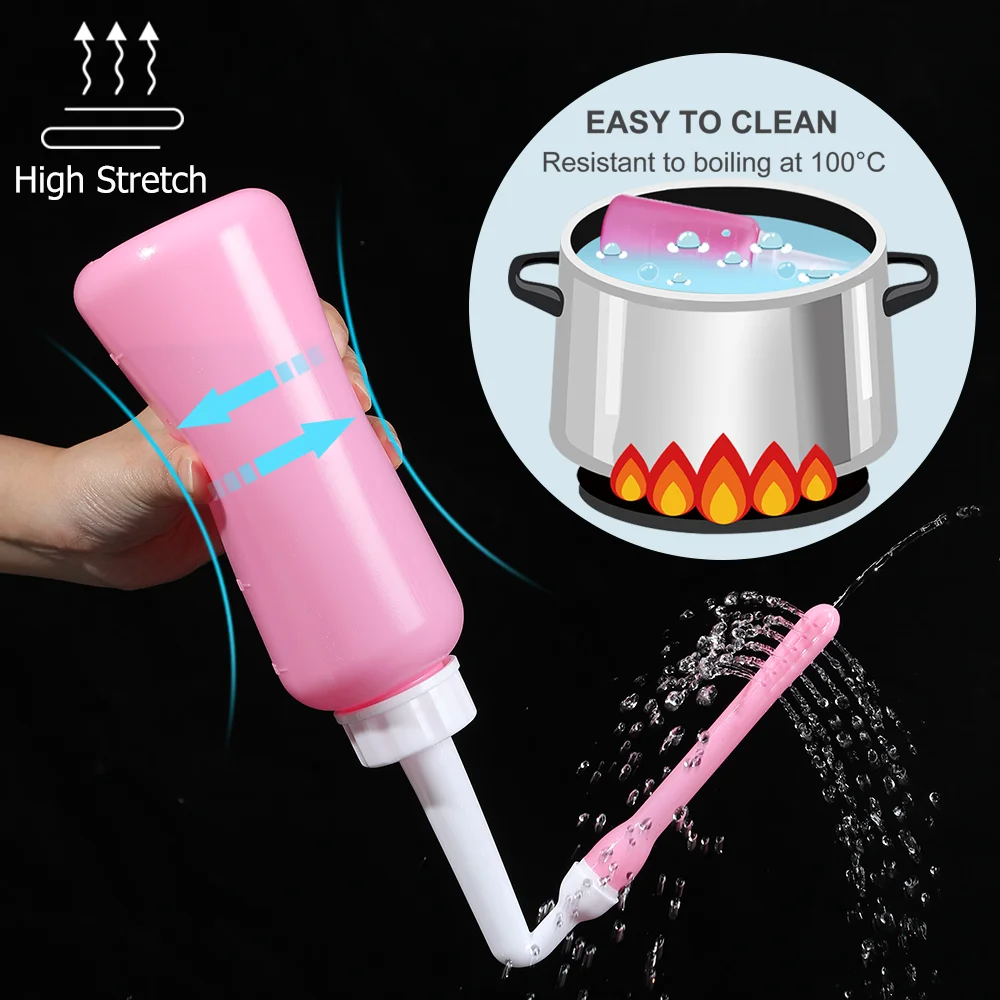 Short Punch+Long Punch,Dual Flushing Modes,500Ml Handheld Personal Bidet Bottle,Feminine Care Perineum Cleansing,Resistant 100ºC