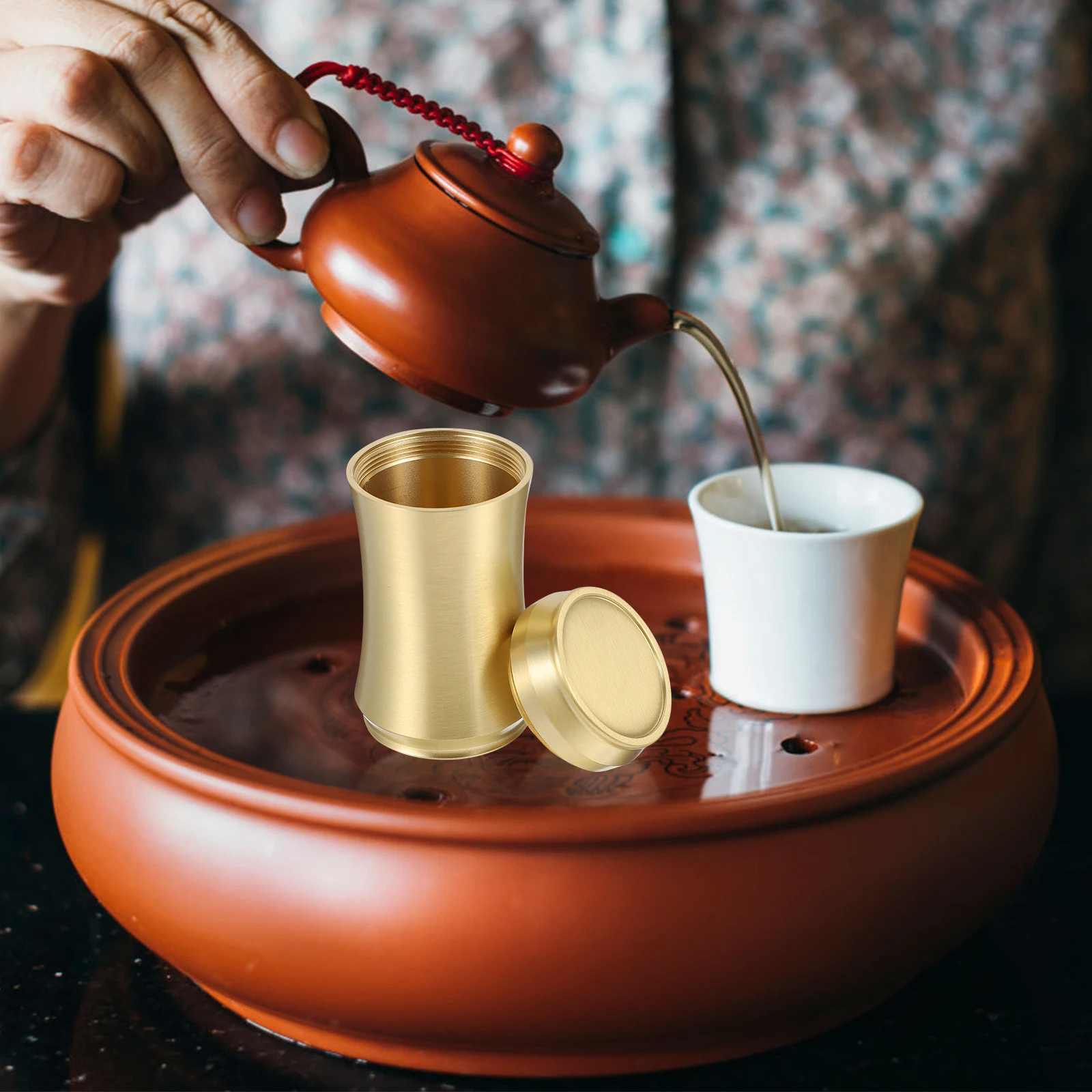 

s Moisture Proof Copper Canister Premium Material Sturdy Compact Container for Tea Storage Home Mall Tea Leaf Box
