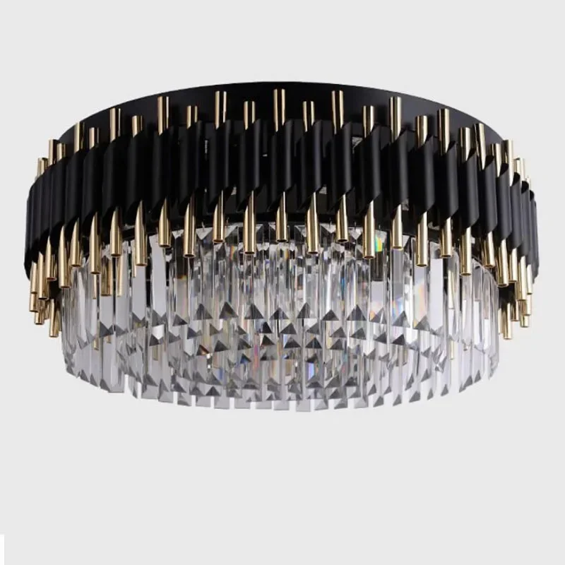 

Luxury Black Chandeliers For Luxury Living Room Crystal Light Fixture Round Modern LED bedroom Chandeliers