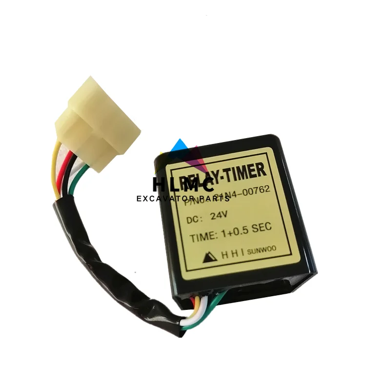 24V 21N4-00762 Relay Timer Compatible with Hyundai Excavator R80-7 R215LC-7 R210-7 R220-5 R220-7 R220-9 R225-7