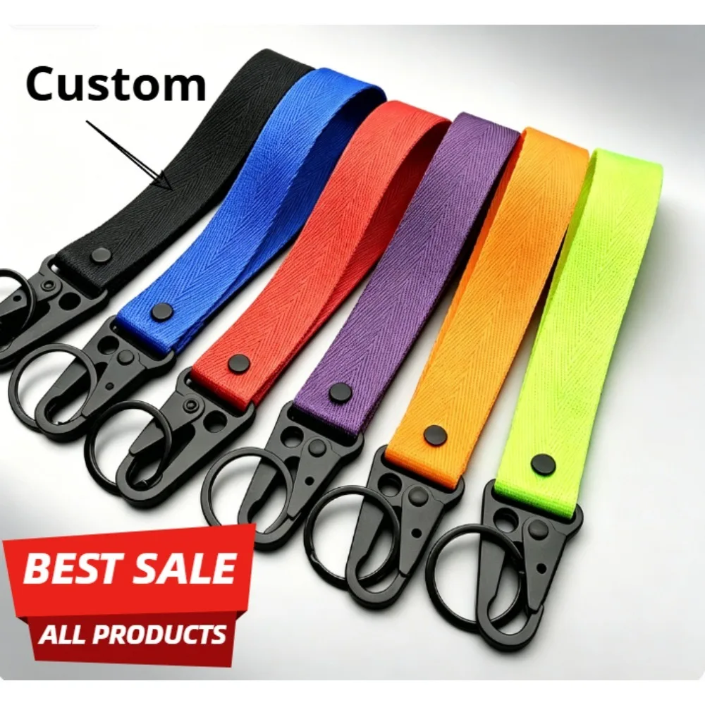 

6pcs Motorcycle Car Ribbon Keyring Pendant Personalize Eagle Beak Fabric Motor Key Chain Ring Custom Logo Webbing Keychain