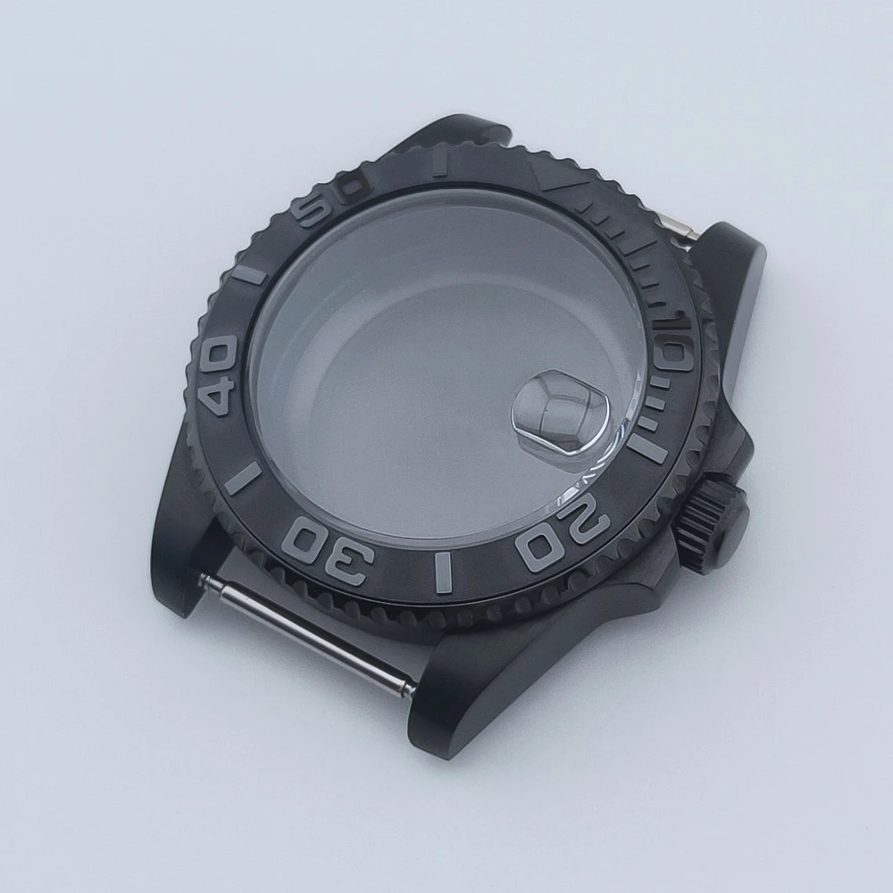 40MM Black Yacht Design Style Case with Sapphire Crystal Water Resistant for NH35 NH36 NH34 Automatic Mechanical Movement Watch