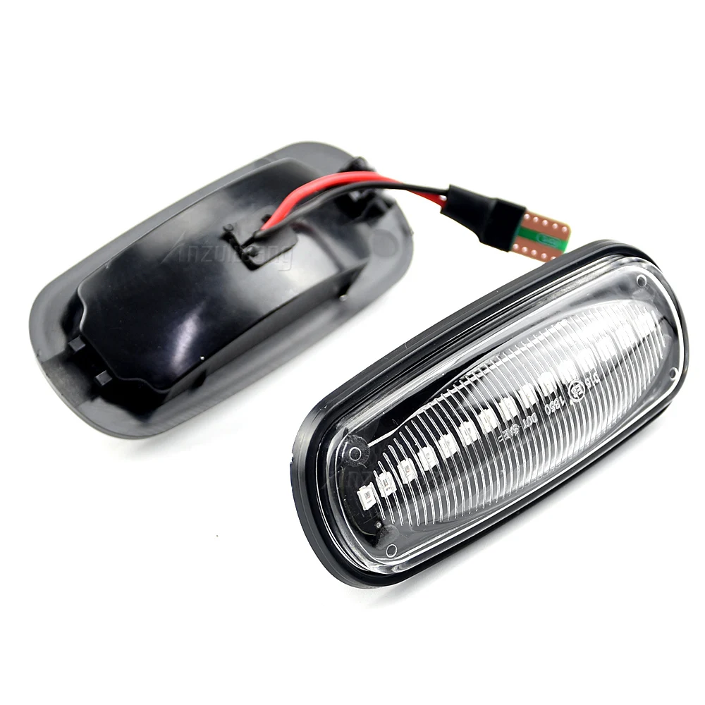 2Pcs For Land Rover Defender Freelander Discovery 2 Smoked Lens LED Side Marker Lamp Dynamic Amber Turn Signal Light