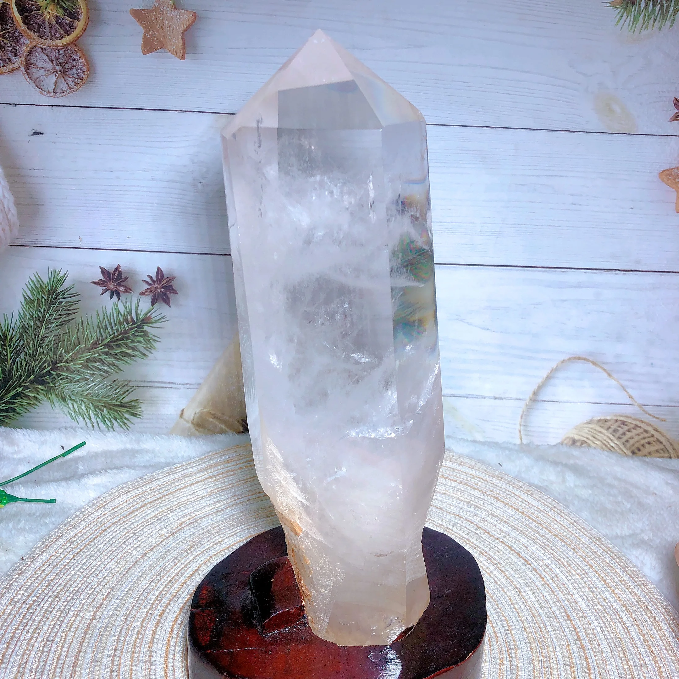 

Natural Crystals Clear Quartz Rainbow Tower Raw Stone Specimen Holder High Quality Energy Ornament Room Decor Gift