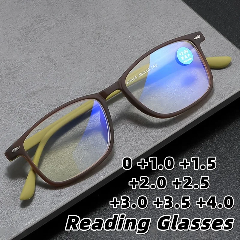 

Fashionable Square-Frame Anti-Blue Light Presbyopia Glasses New High-Definition Ultra-Light Reading Eyewear Unisex 0 To +4.0