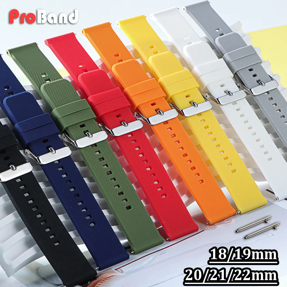 18 19 21mm New Silicone WatchBand 20 22mm Rubber Waterproof Strap Men Sport Bracelet for Huawei GT2/3 for Samsung Galaxy 4/5/6/7