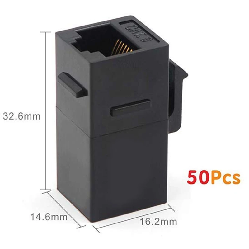 50 упаковок, черные разъемы CAT6 RJ45 Keystone Jack