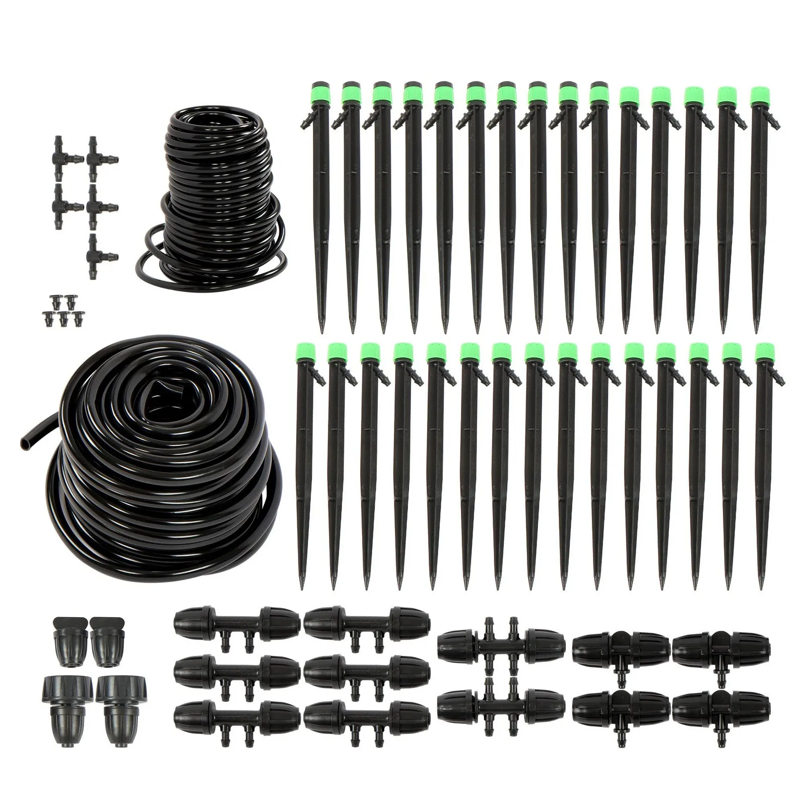 

130 Feet W/ Emitters Tubing Drip Irrigation System Adjustable Kit For Garden