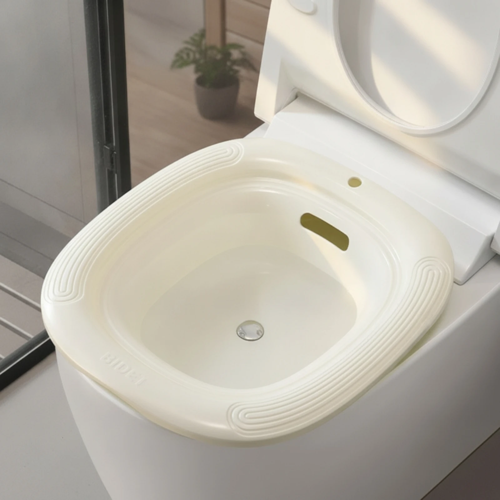 Immagine 3: Sedile per bagno sitz con tappo di scarico, ispessito, ergonomico e liscio, per donne in post-parto, per bagno