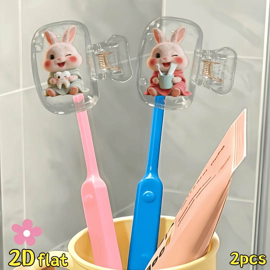 2pcs Rabbit Toothbrush Clip Portable Household Toothbrush Head Clip Protective Cover Useful in Household Keep Personal Oral Care