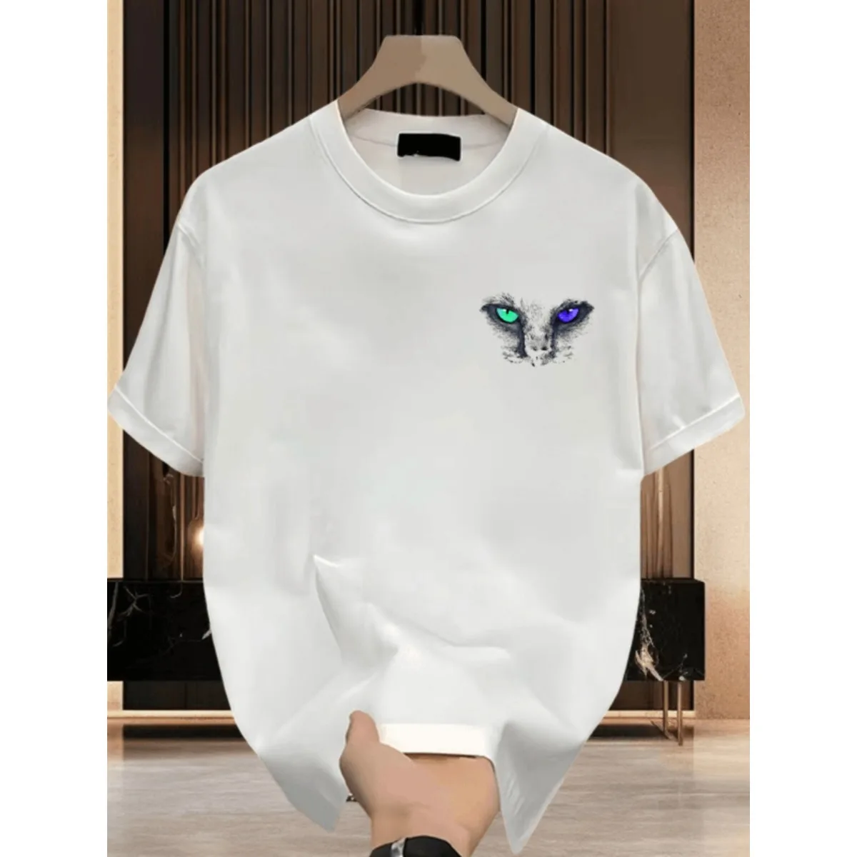 

100% pure cotton retro t-shirt men's trendy super cool autumn and winter casual high-quality versatile round neck top