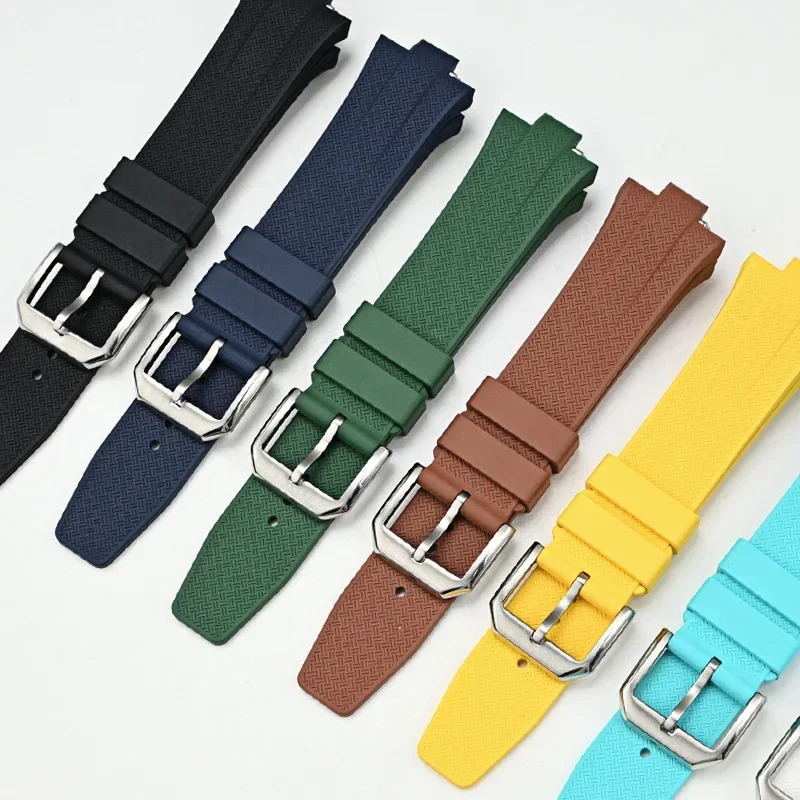 Fluororubber watch strap 9mm special wristband with convex mouth stainless steel watch buckle for Citizen NJ0150 NJ0151ME