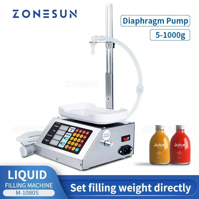 ZONESUN Semi Automatic Beverage Mineral Water Milk Drink Bottle Filler  Perfume Liquid Weighting Filling Machine ZS-M1080S