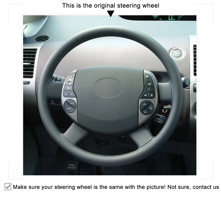 لتقوم بها بنفسك مخيط يدويا عدم الانزلاق الجلود غطاء عجلة القيادة التفاف لتويوتا بريوس 2005-2008 الملحقات الداخلية #2