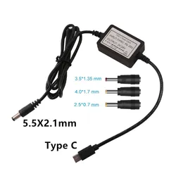 USB typu C-C do DC 5.5x2.1mm 2.5x0.7mm 3.5x1.35mm 4.0x1.7mm 24V moduł wspomagający kabel zasilający do routera wentylator z lampką LED urządzeń 24V