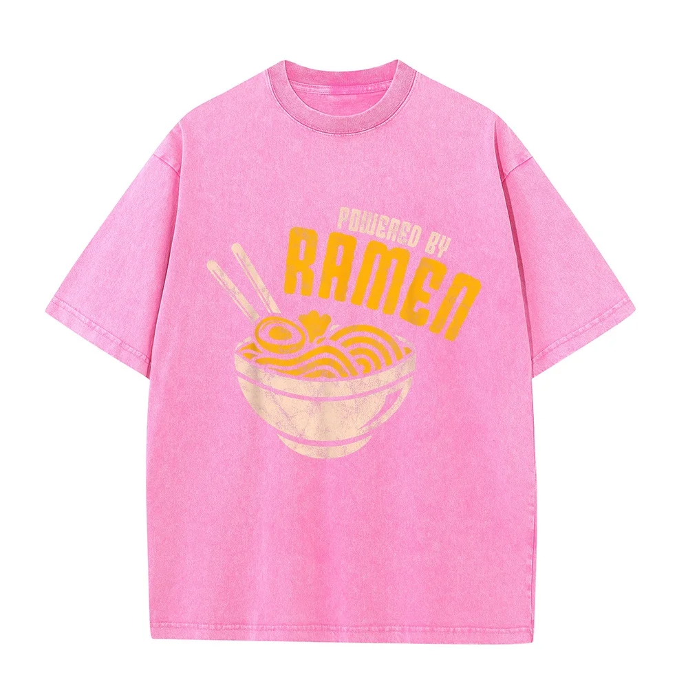 Powered By Ramen Japanese Love Anime Noodles T-Shirt Men's Clothing T Shirt Man Футболка Unisex Xl Cotton Tee Humor Men Summer