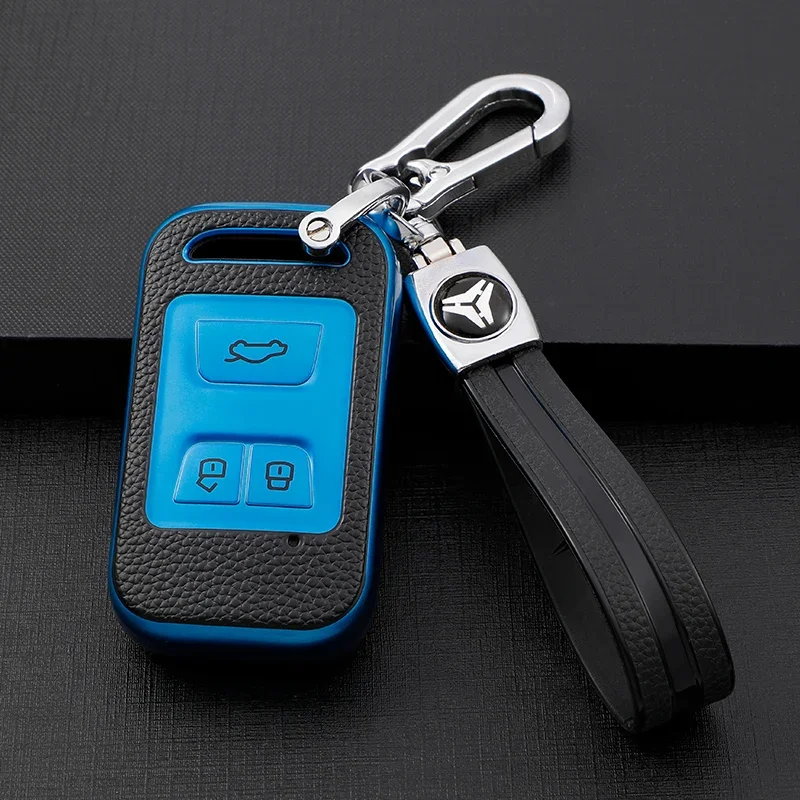

Leather TPU Car Smart Key Case Cover Bag Shell Holder Keychain for Chery Arrizo Tiggo 3 5X 4 8 Glx 7 2019 2020 2021 2022