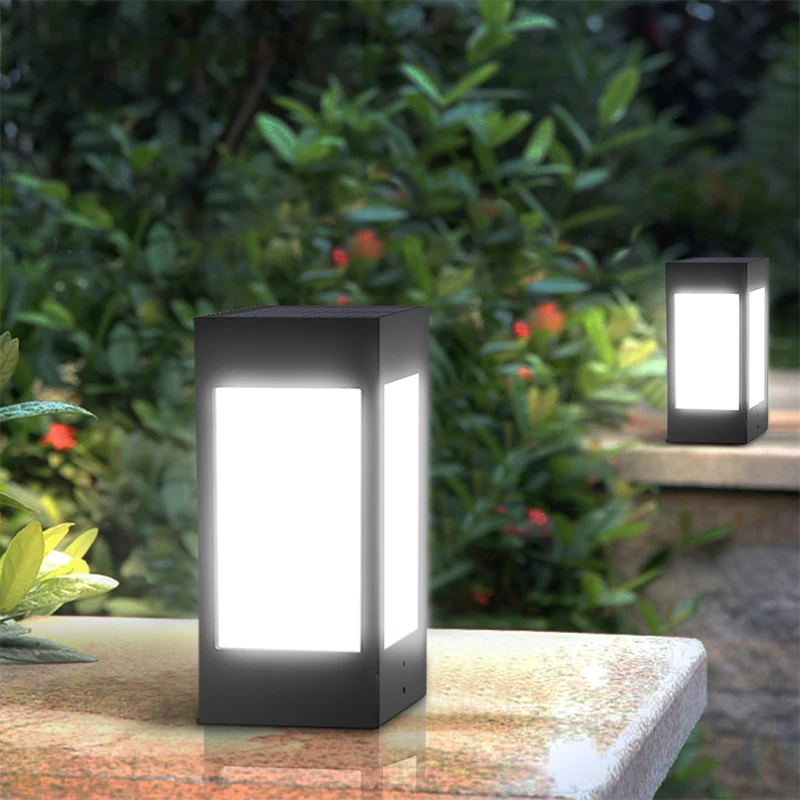 

Small Solar Column Head Lamp Square Wall Lamp Waterproof Outdoor Garden Villa Garden Lamp White Light Warm Light Decoration