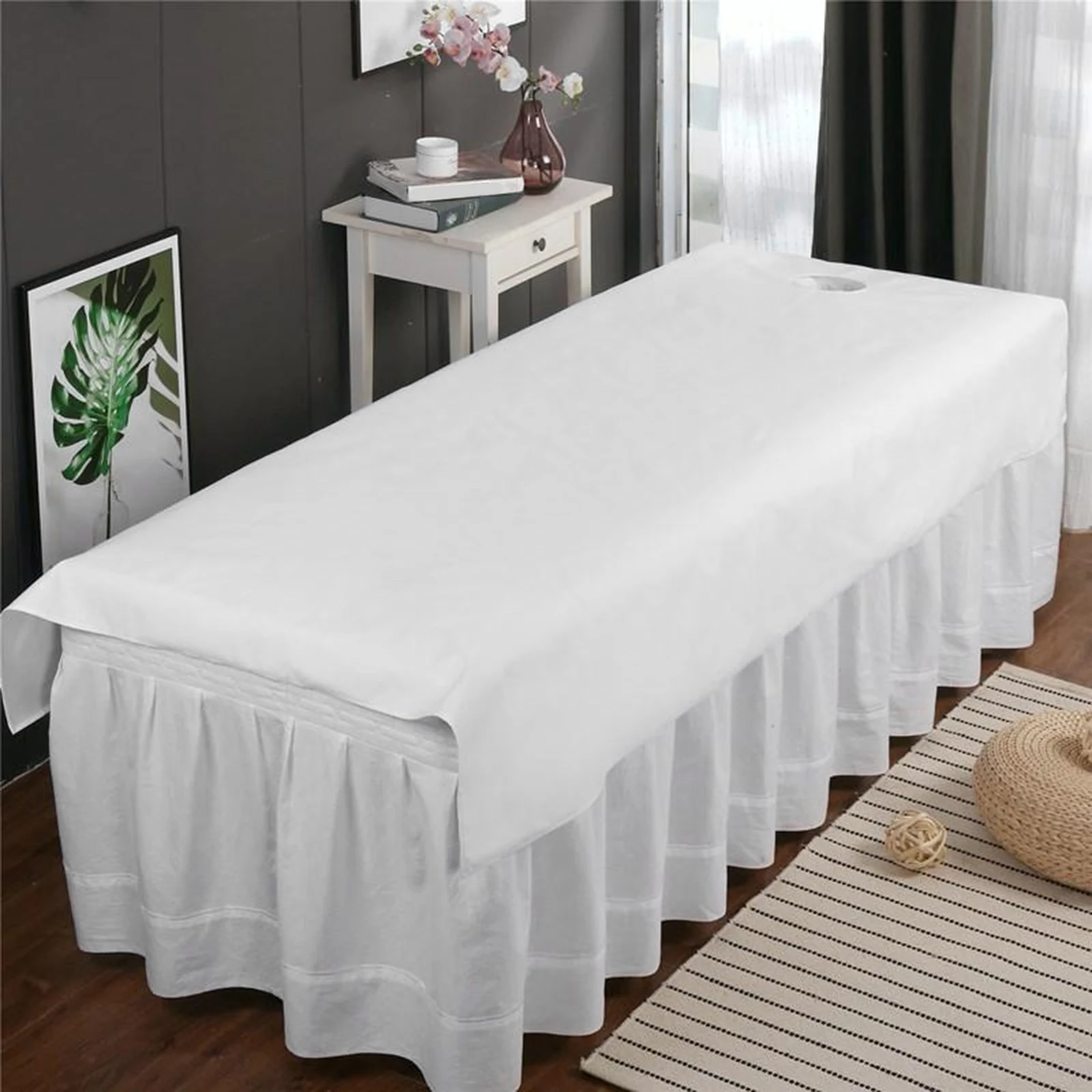 Sábana impermeable para salón de belleza, cubierta de cama de masaje, tratamiento de Spa, mantel ligero con orificio para respiración facial, 120cm