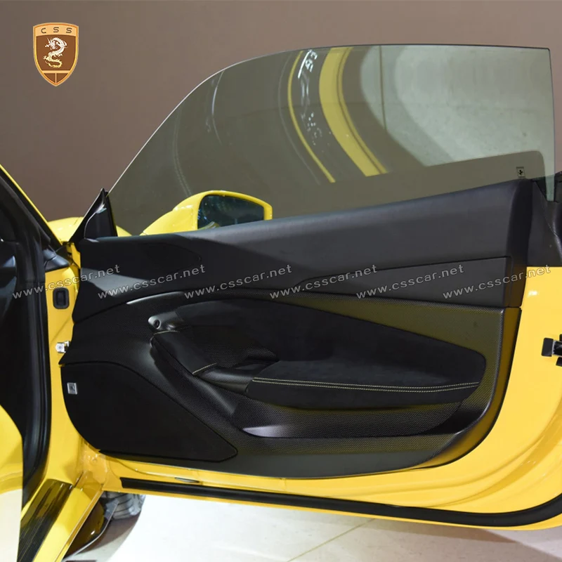 Panel de Puerta de Fibra de Carbono Seca Negro Mate para Ferrari F8, Estilo OEM, Reemplazo de Interiores de Ventanillas Laterales, Piezas de Automóvil