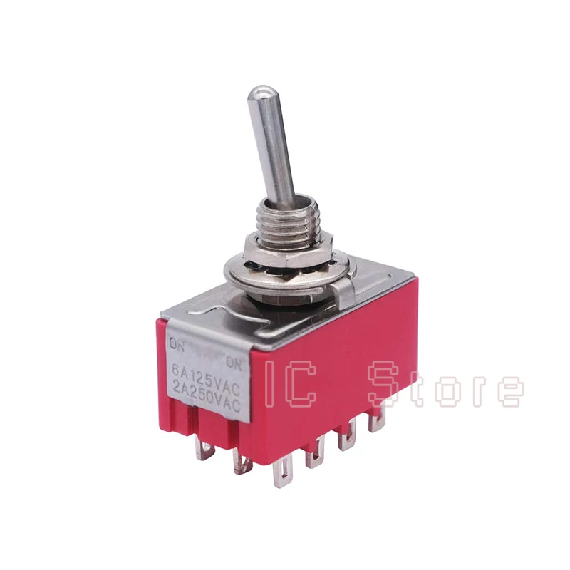 5PCS MTS-402 Mini Miniature Toggle Switch 12 Pin 2 Position 4PDT Car Dash Dashboard ON/ON 5A 125V 2A 250V