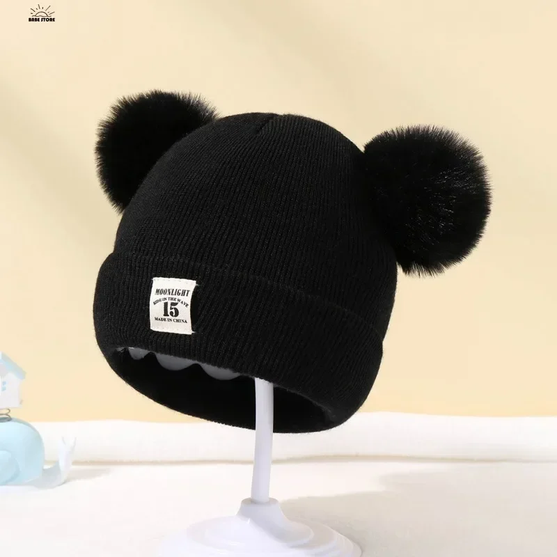 Solid Color Wool Knitted Bonnet Bebe Newborn Baby Hat Pompom Cute Winter Hat For Kids Boys Girls Children Warm Beanie Cap 0-3Y