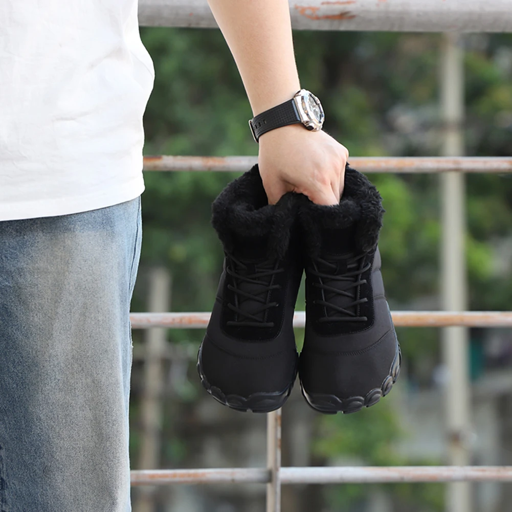 รองเท้าบูทหิมะฤดูหนาว น้ำหนักเบา รองเท้าแบบไม่ใส่ถุงเท้า กันลื่น รองเท้าบูทข้อเท้าลำลอง กันน้ำ บุขนอุ่น สำหรับเดินป่า