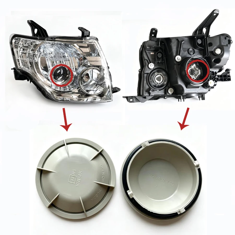 Headlight Dust Cover, Extended Modified Back Cap for LED Low‑Beam Bulb for Mitsubishi Pajero V93 V97 V8 2010‑2019