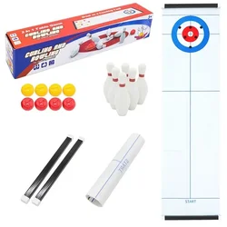 2 in 1 Table Bowling Game Mini Curling Set Perfect for Family Fun and Parties Portable Mini Tabletop Games for Kids and Adults